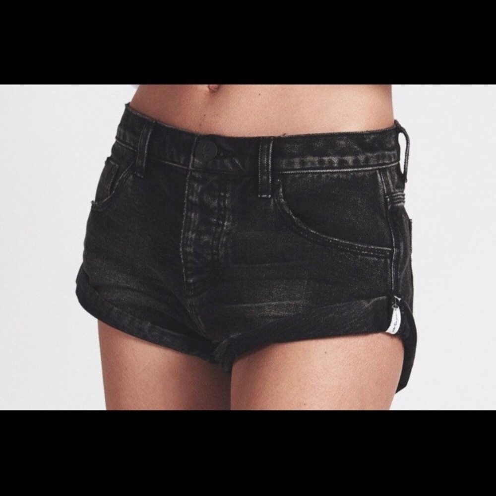 ONE TEASPOON BLACK DENIM BANDIT SHORTS